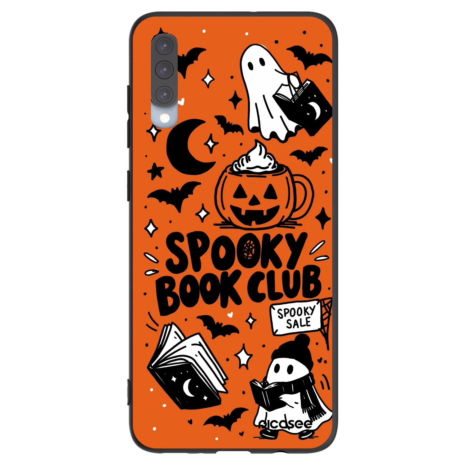 Picasee silikonowe czarne etui na Samsung Galaxy A70 A705F - Spooky book club