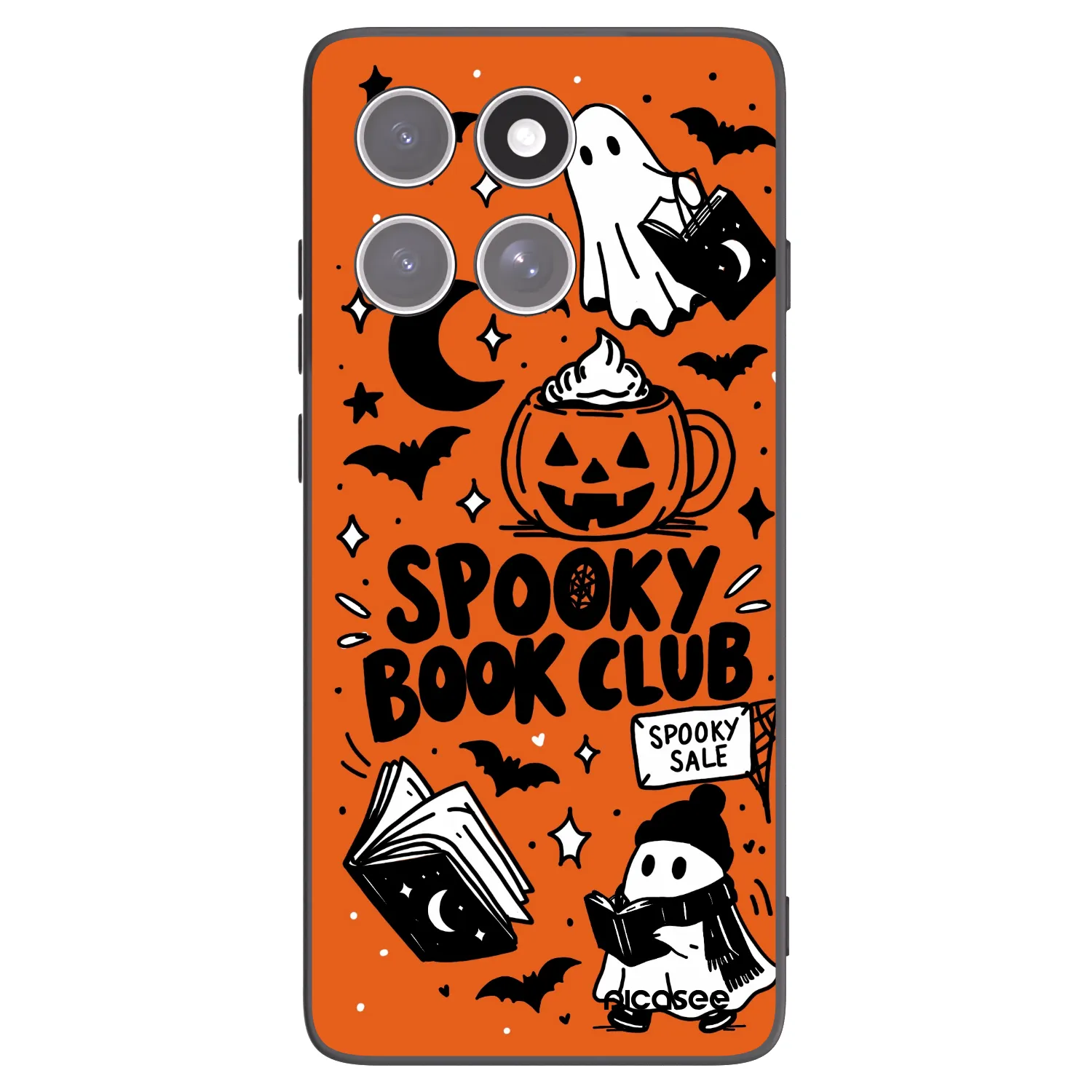 Picasee silikonowe czarne etui na Motorola Edge 60 Pro - Spooky book club
