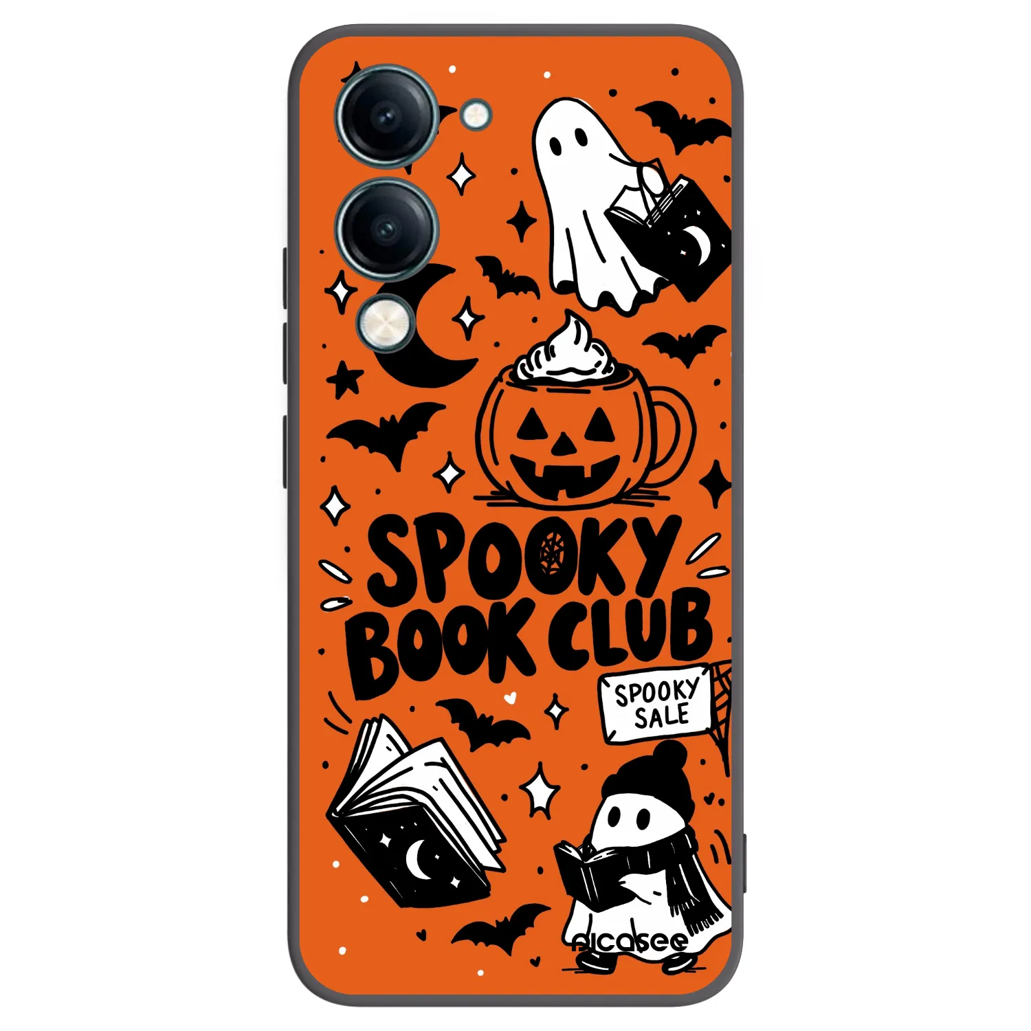 Picasee silikonowe czarne etui na Vivo Y29s 5G - Spooky book club