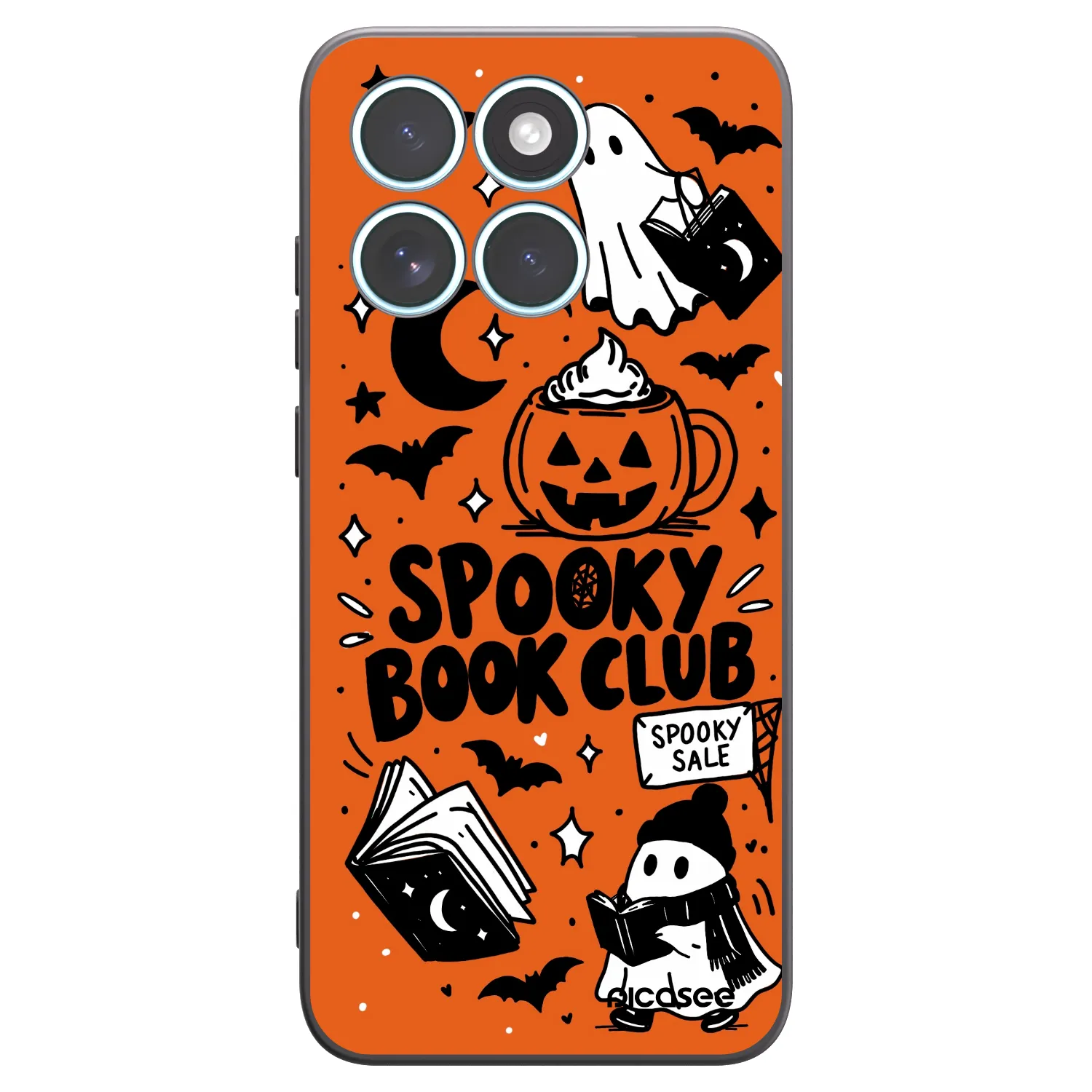 Picasee silikonowe czarne etui na Motorola Edge 70 Fusion - Spooky book club