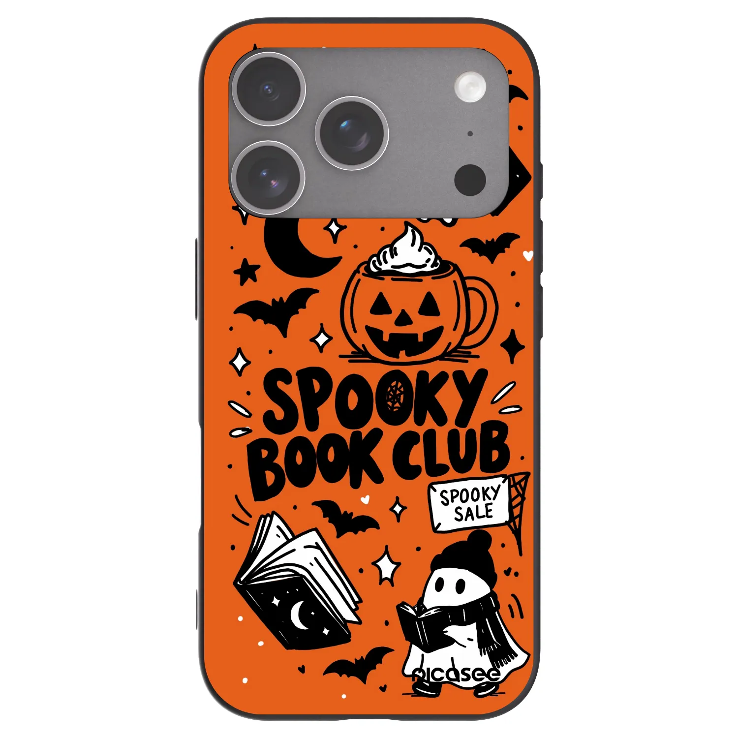 Picasee silikonowe czarne etui na Apple iPhone 18 Pro - Spooky book club