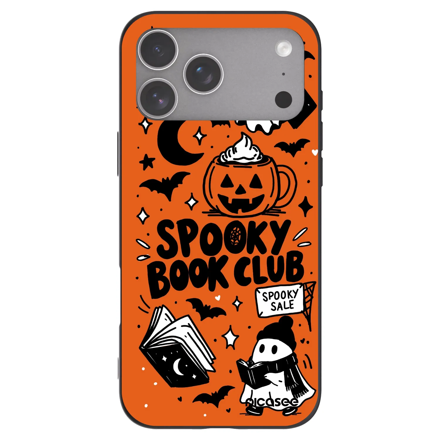 Picasee silikonowe czarne etui na Apple iPhone 18 Pro Max - Spooky book club