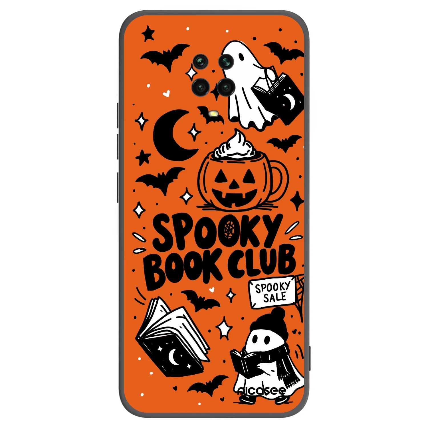 Picasee silikonowe czarne etui na Xiaomi Redmi Note 9 Pro - Spooky book club