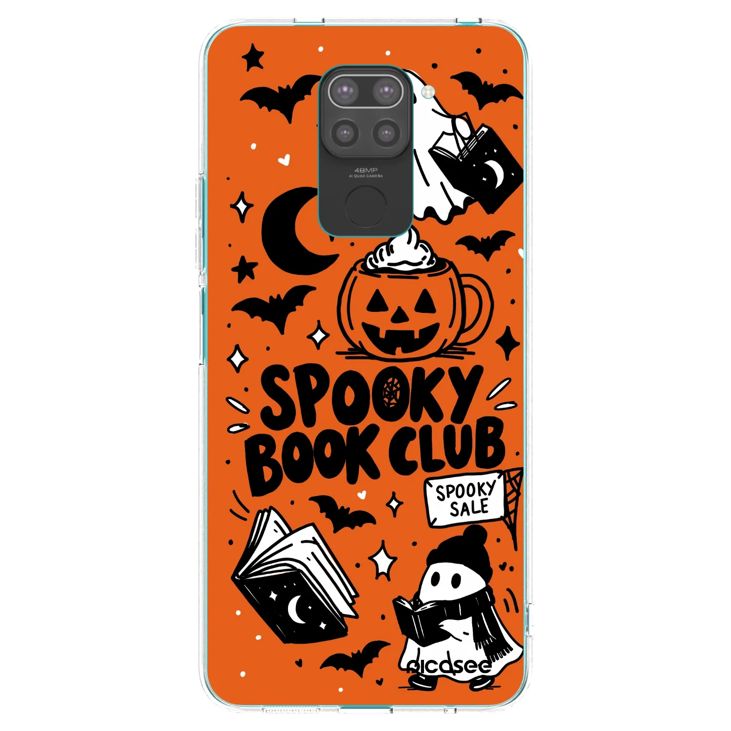 Picasee silikonowe czarne etui na Xiaomi Redmi Note 9 - Spooky book club