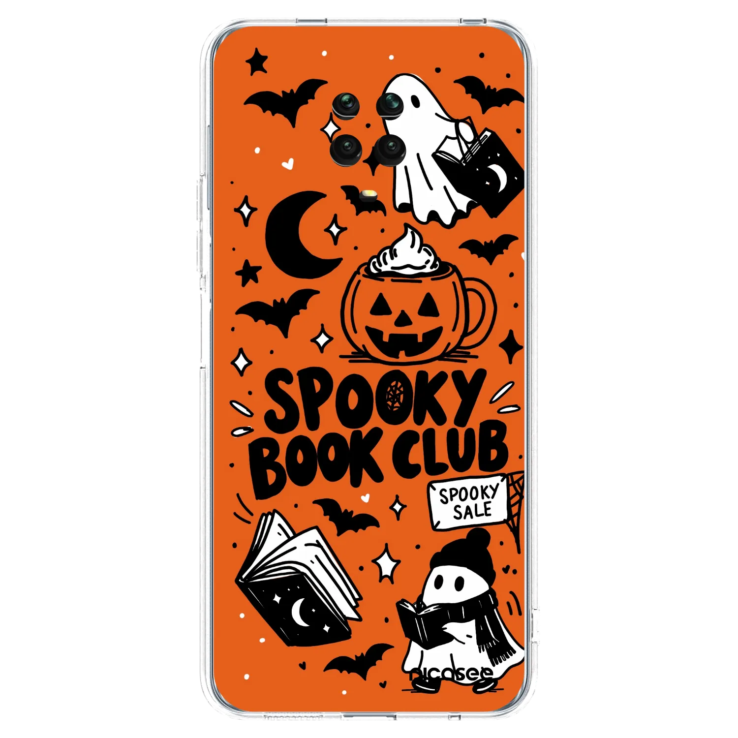 Picasee silikonowe przeźroczyste etui na Xiaomi Redmi Note 9S - Spooky book club