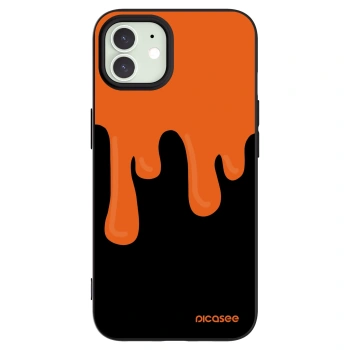 Picasee silikonowe czarne etui na Apple iPhone 12 - Orange spooky