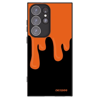 Picasee silikonowe czarne etui na Samsung Galaxy S23 Ultra 5G - Orange spooky