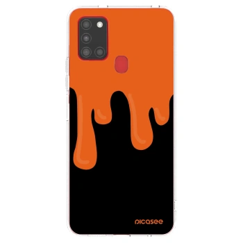 Picasee silikonowe przeźroczyste etui na Samsung Galaxy A21s - Orange spooky