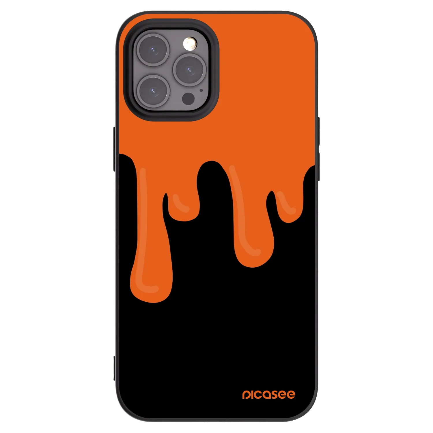 Picasee silikonowe czarne etui na Apple iPhone 12 Pro Max - Orange spooky