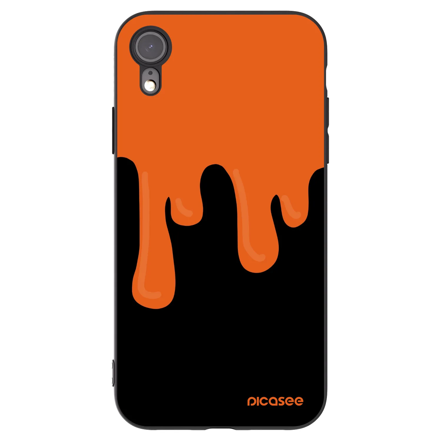 Picasee silikonowe czarne etui na Apple iPhone XR - Orange spooky