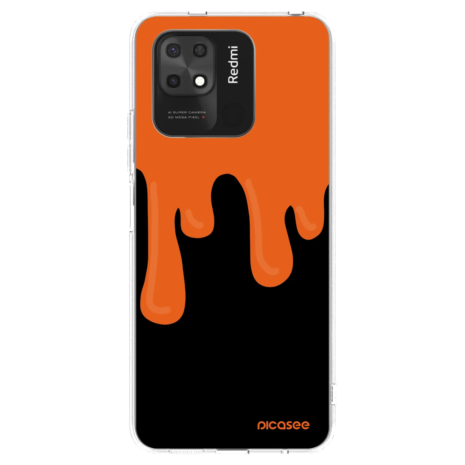 Picasee silikonowe przeźroczyste etui na Xiaomi Redmi 10C - Orange spooky