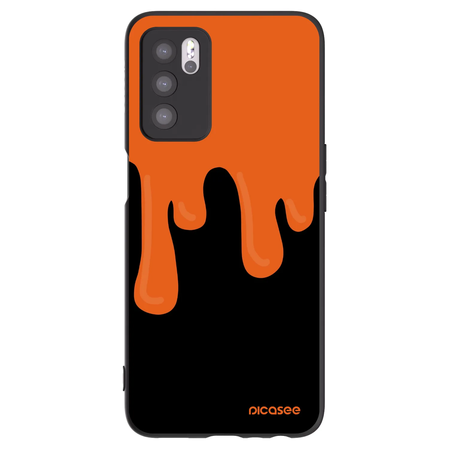 Picasee silikonowe czarne etui na OPPO A16s - Orange spooky