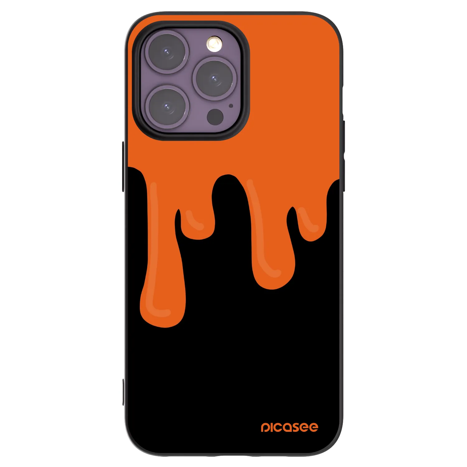 Picasee silikonowe czarne etui na Apple iPhone 14 Pro Max - Orange spooky