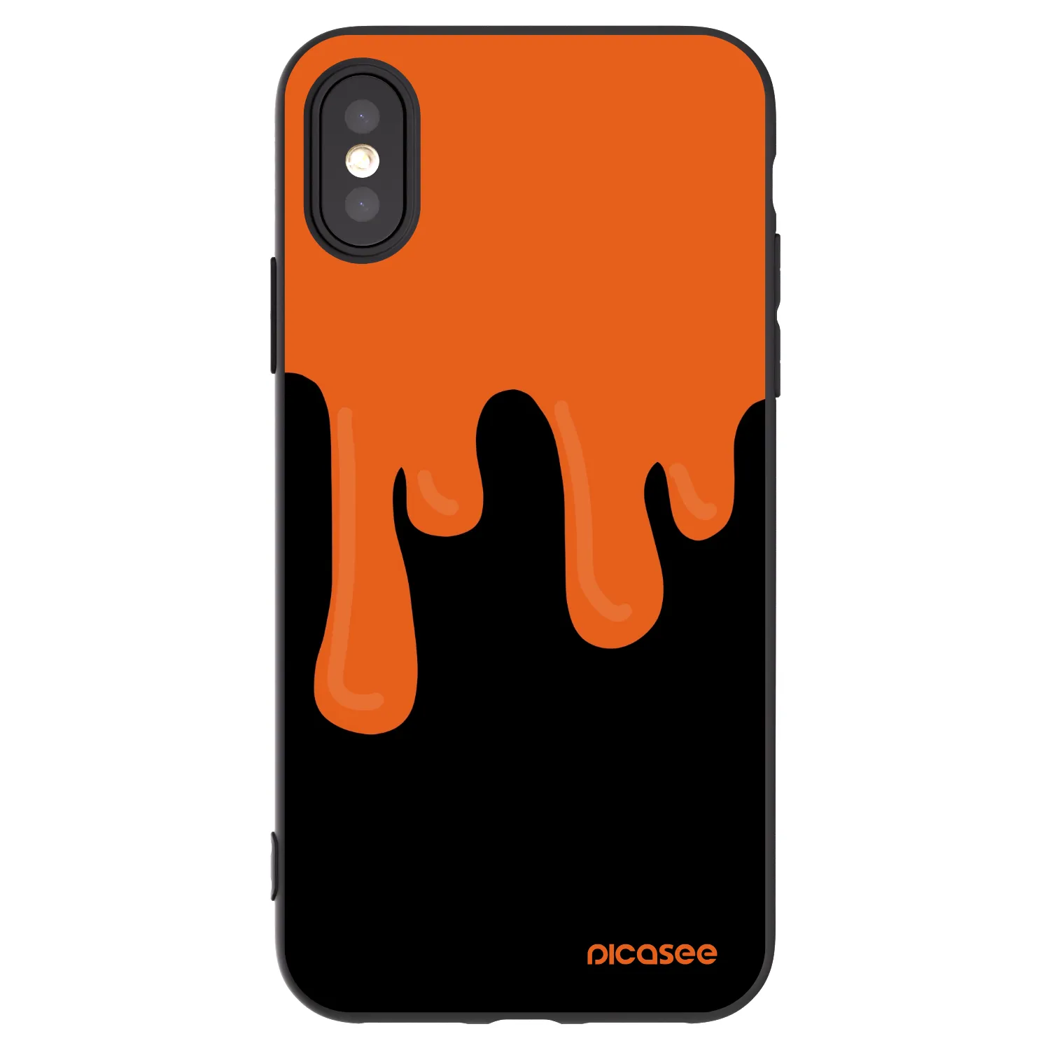 Picasee silikonowe czarne etui na Apple iPhone X/XS - Orange spooky