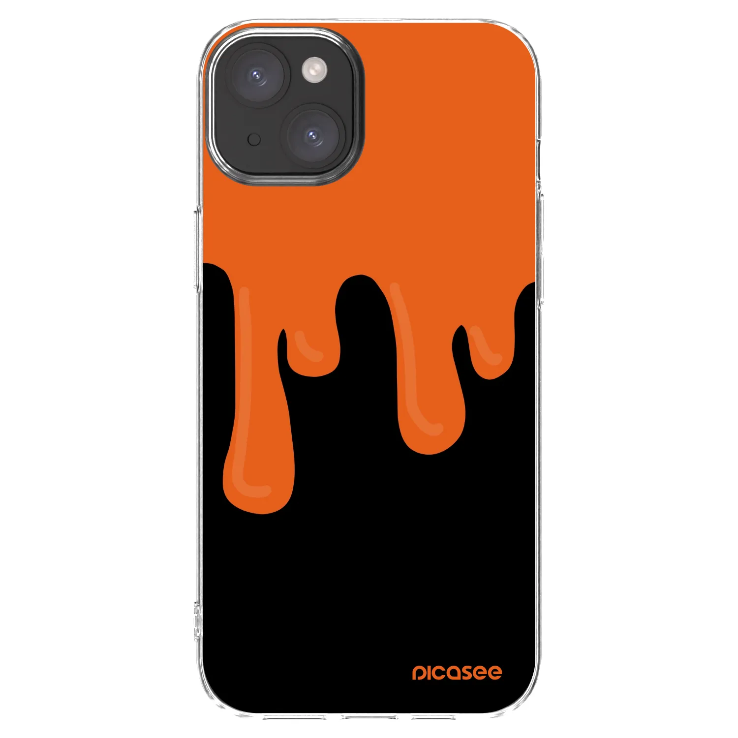 Picasee silikonowe przeźroczyste etui na Apple iPhone 15 Plus - Orange spooky