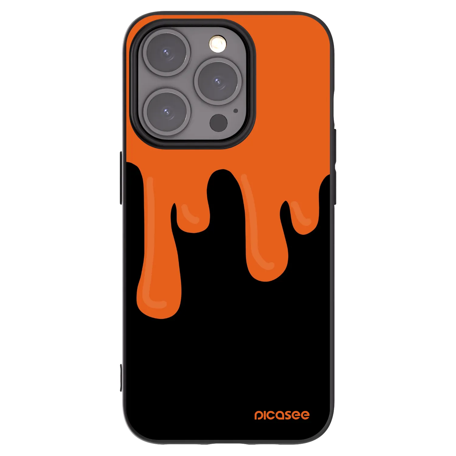 Picasee silikonowe czarne etui na Apple iPhone 15 Pro - Orange spooky