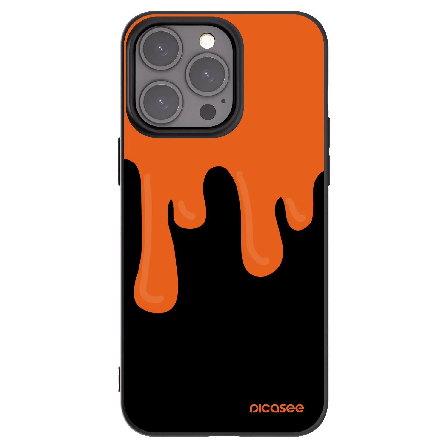 Picasee silikonowe czarne etui na Apple iPhone 15 Pro Max - Orange spooky