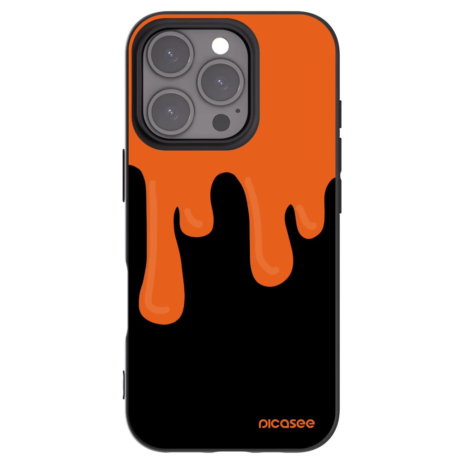 Picasee silikonowe czarne etui na Apple iPhone 16 Pro - Orange spooky