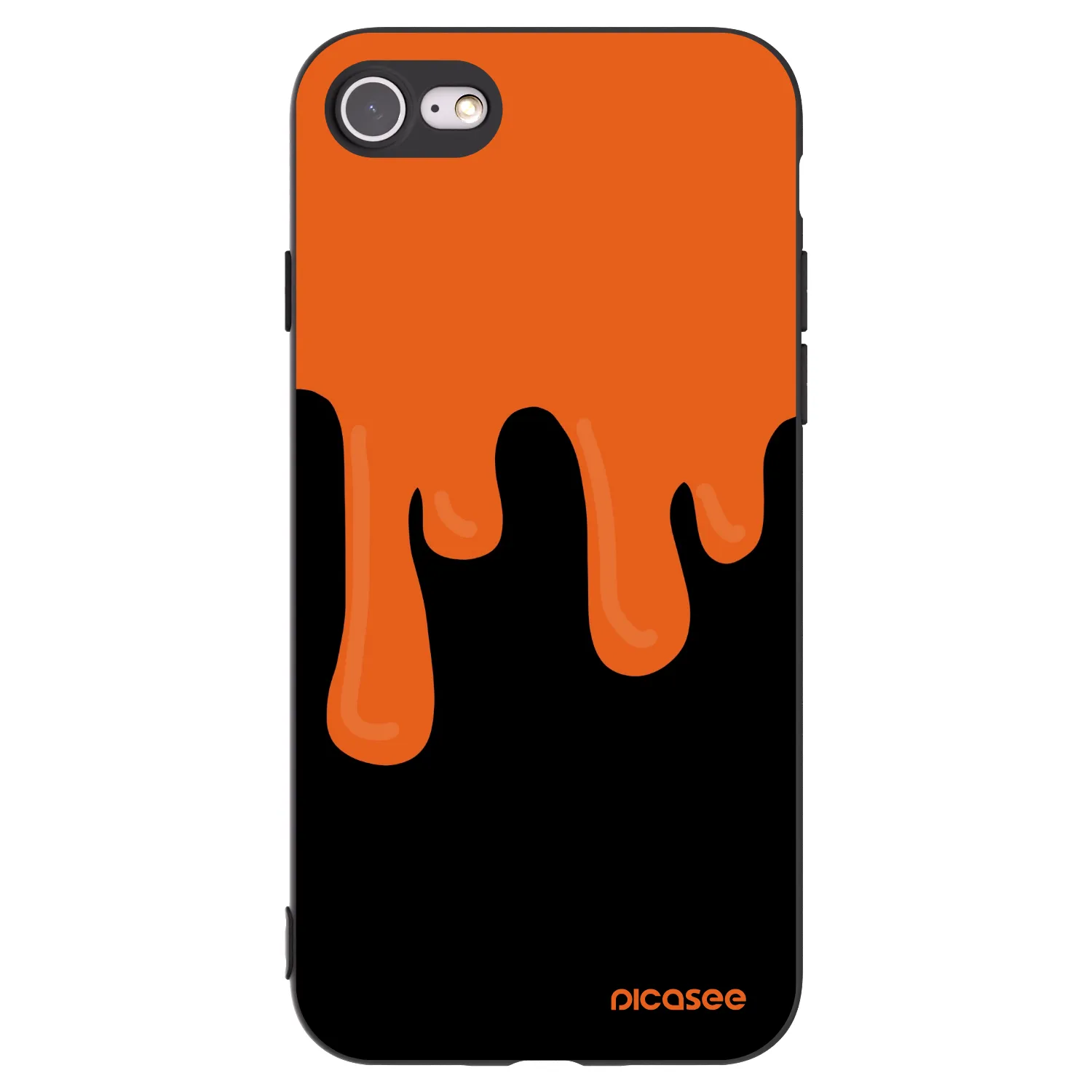 Picasee silikonowe czarne etui na Apple iPhone 8 - Orange spooky