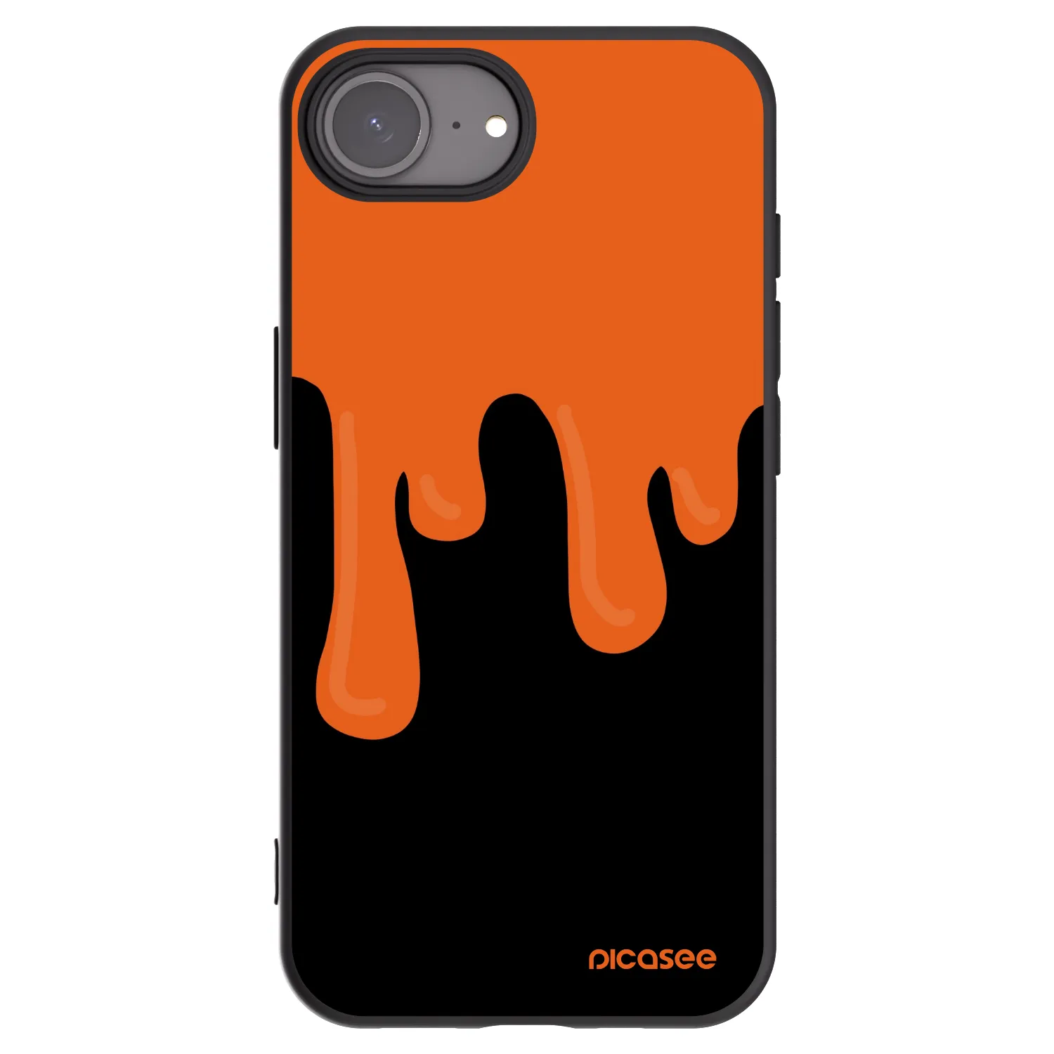 Picasee silikonowe czarne etui na Apple iPhone 16e - Orange spooky