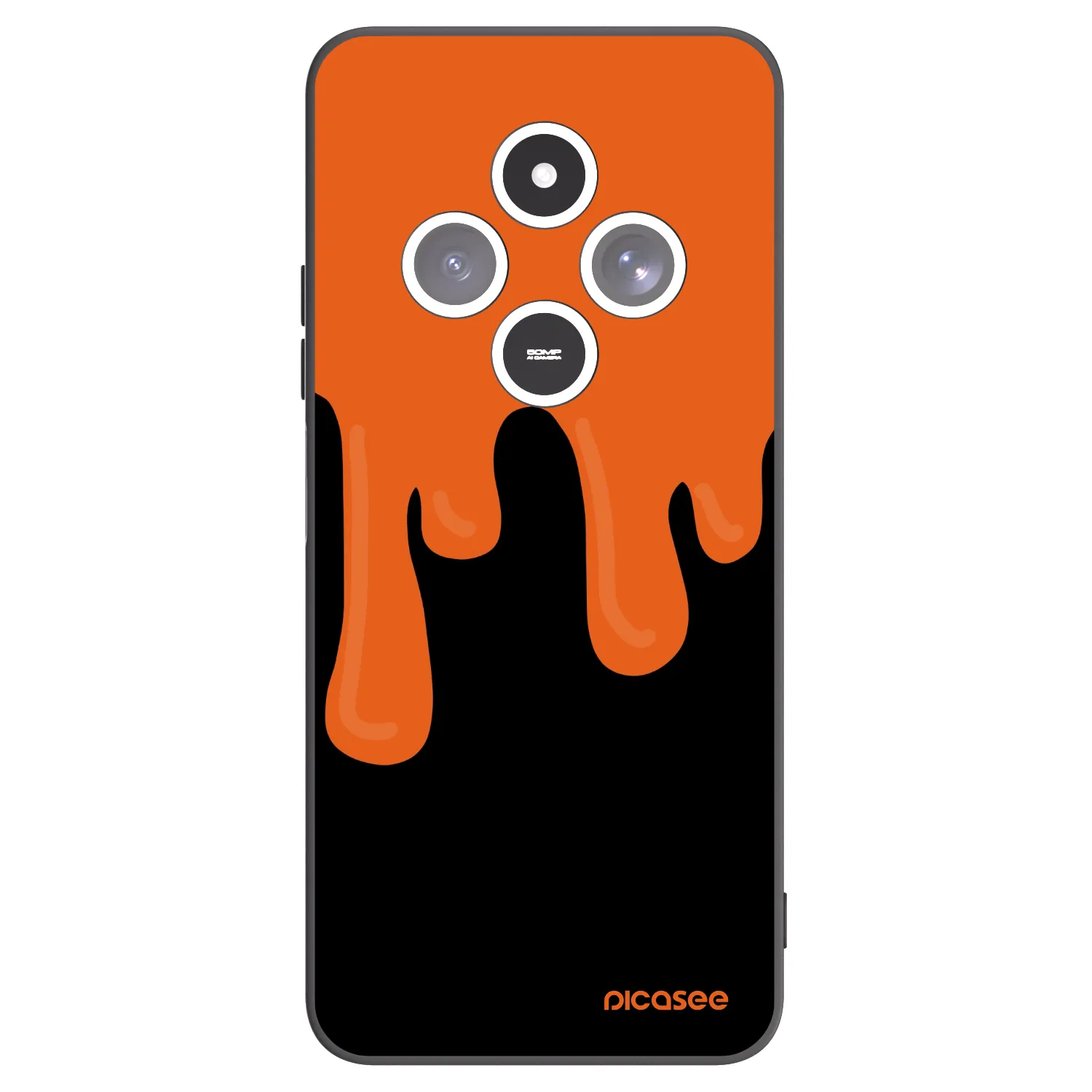 Picasee silikonowe czarne etui na Xiaomi Redmi 14C - Orange spooky