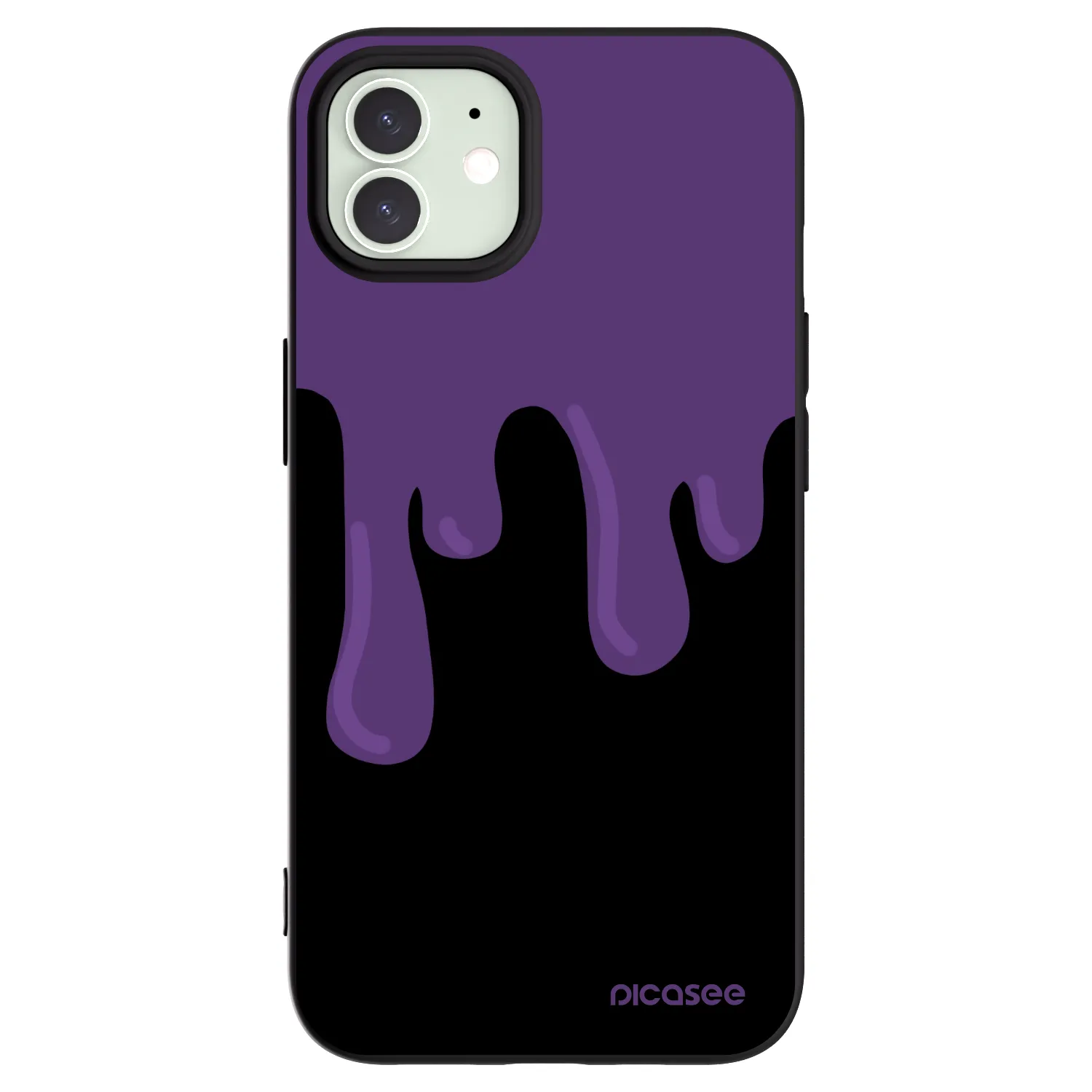 Picasee silikonowe czarne etui na Apple iPhone 12 - Purple spooky