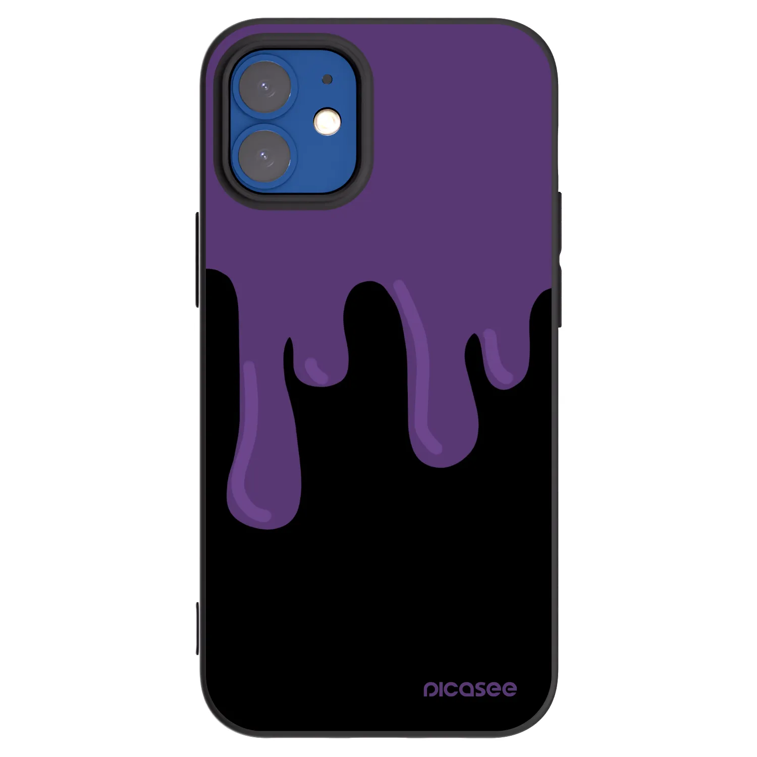 Picasee silikonowe czarne etui na Apple iPhone 12 mini - Purple spooky