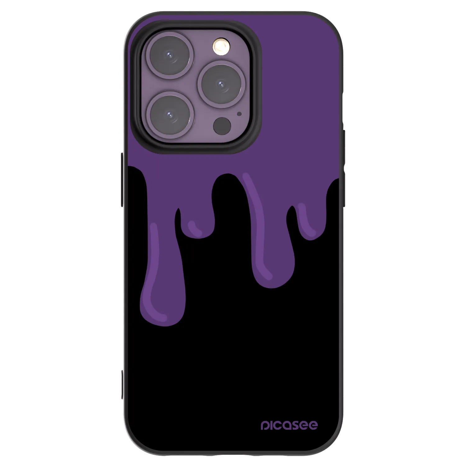 Picasee silikonowe czarne etui na Apple iPhone 14 Pro - Purple spooky