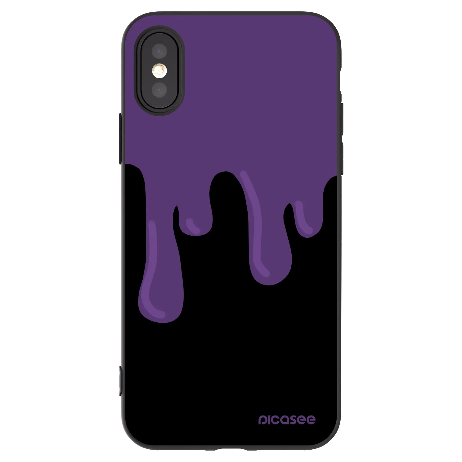 Picasee silikonowe czarne etui na Apple iPhone X/XS - Purple spooky