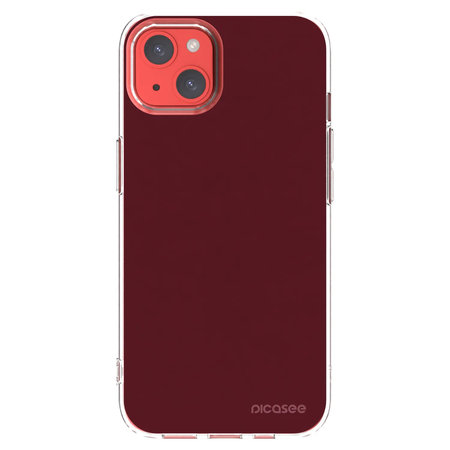 Picasee silikonowe przeźroczyste etui na Apple iPhone 13 - Burgundy red