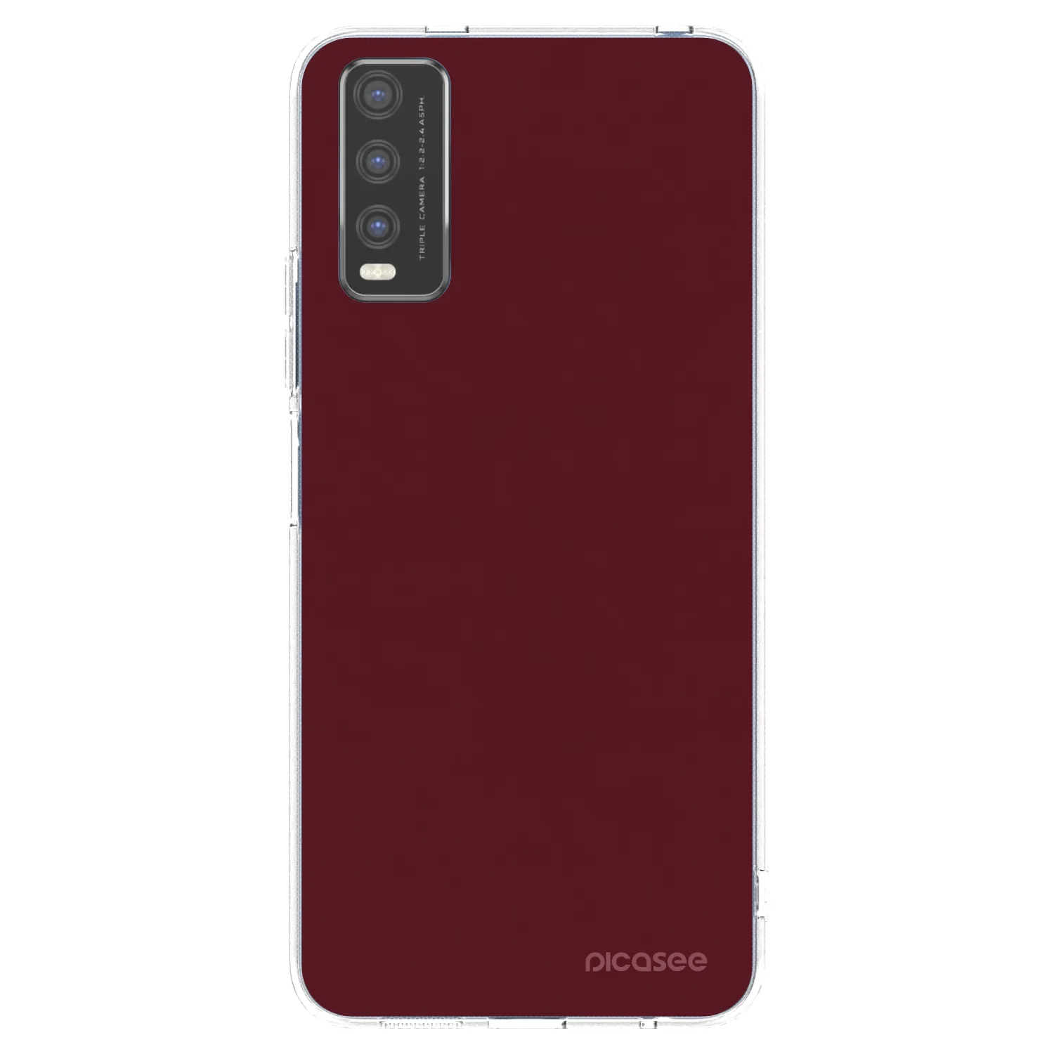 Picasee silikonowe przeźroczyste etui na Vivo Y20s - Burgundy red