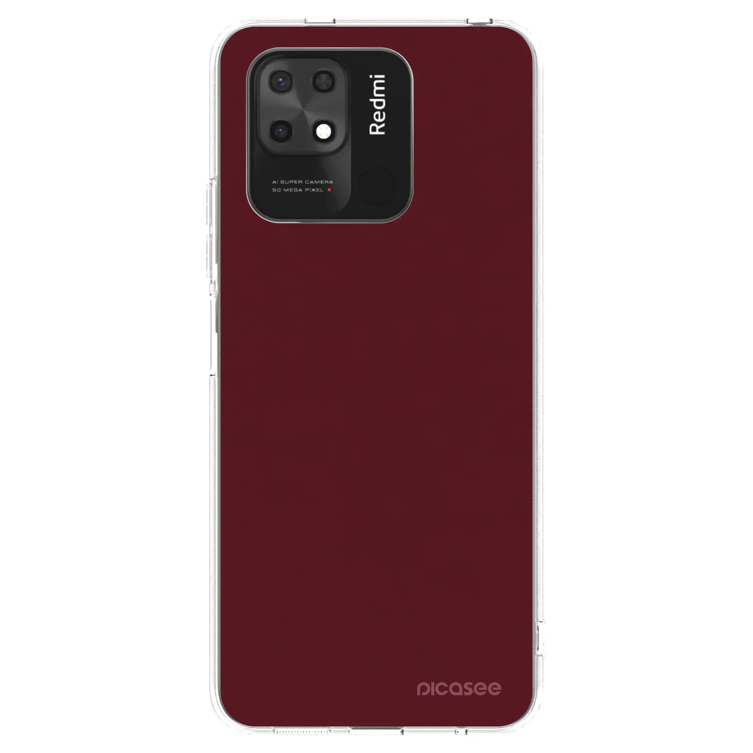 Picasee silikonowe przeźroczyste etui na Xiaomi Redmi 10C - Burgundy red