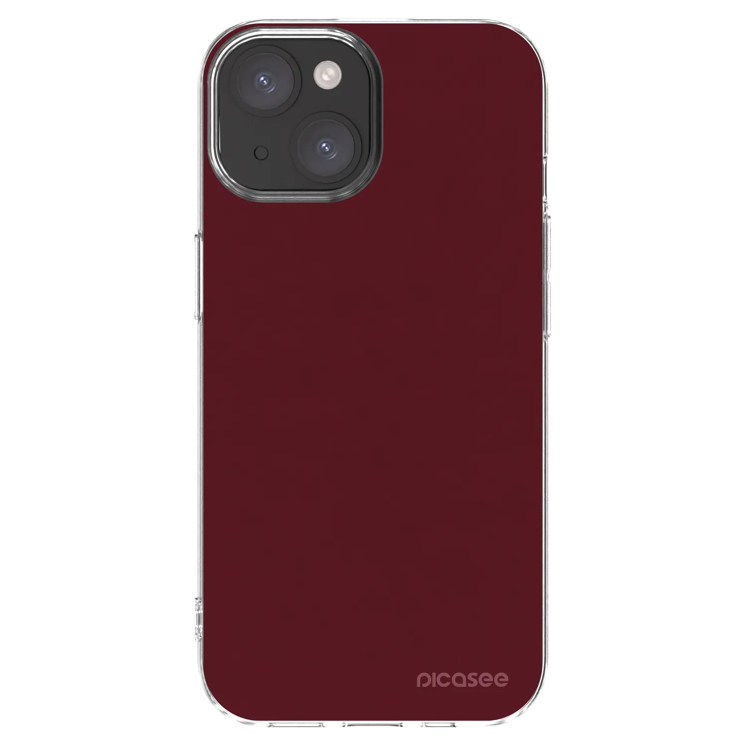 Picasee silikonowe przeźroczyste etui na Apple iPhone 15 - Burgundy red