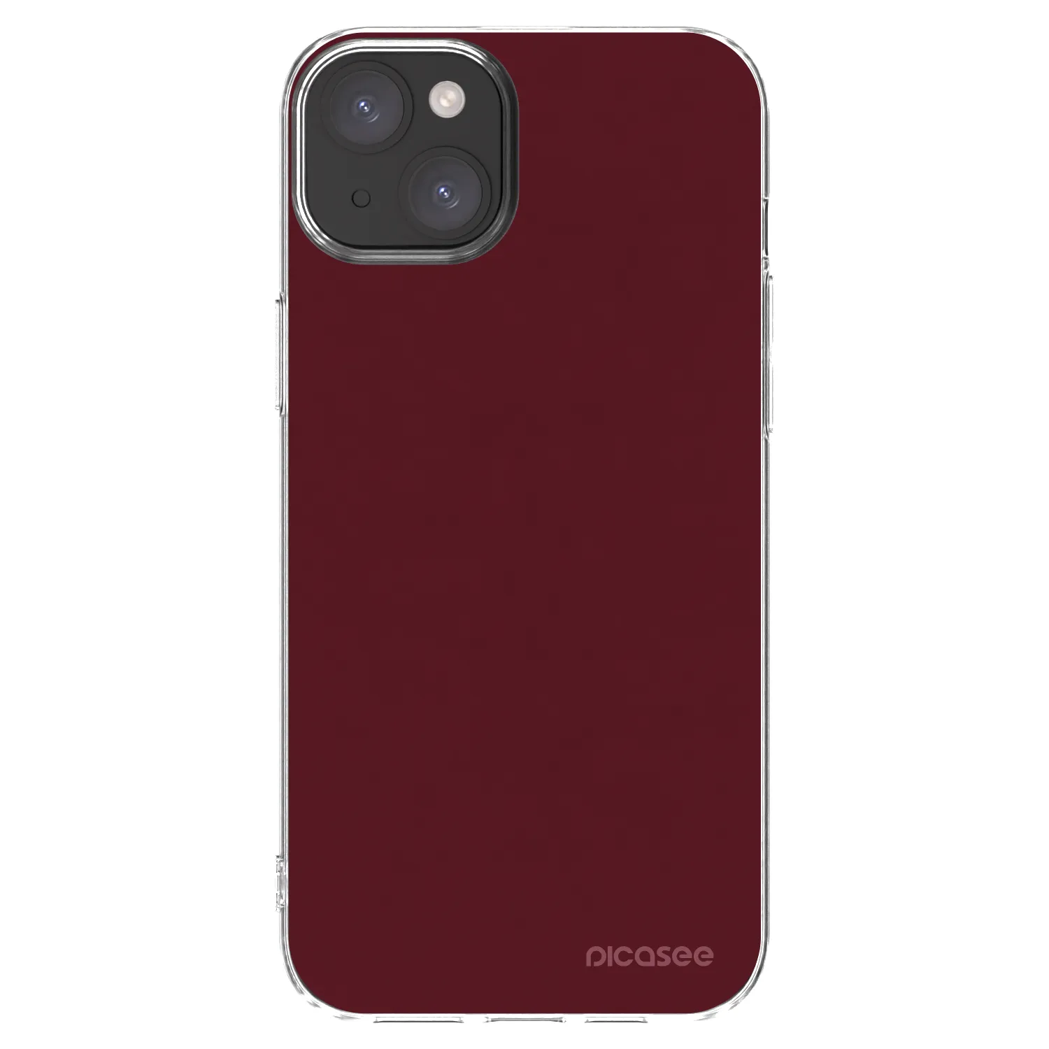 Picasee silikonowe przeźroczyste etui na Apple iPhone 15 Plus - Burgundy red