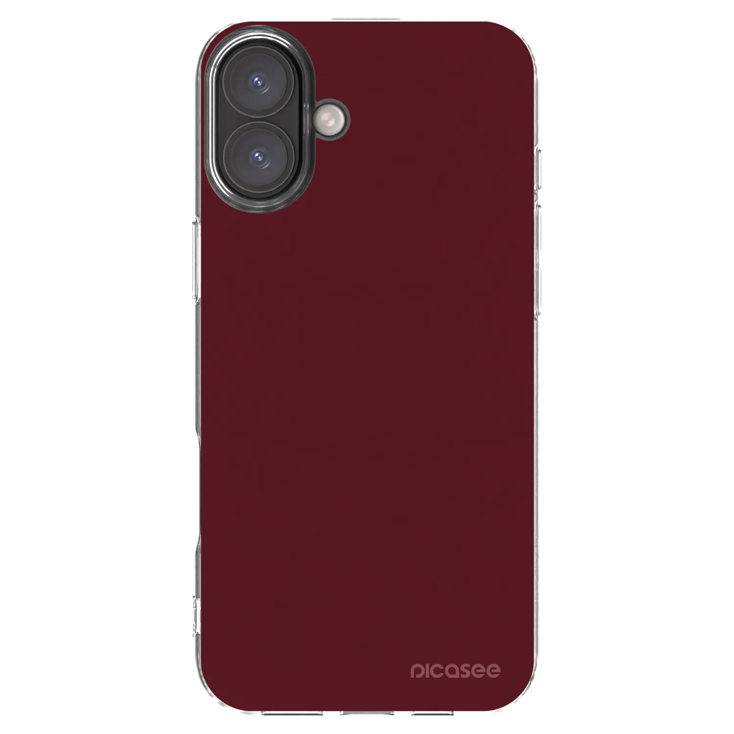 Picasee silikonowe przeźroczyste etui na Apple iPhone 16 Plus - Burgundy red