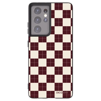 Picasee silikonowe czarne etui na Samsung Galaxy S21 Ultra 5G G998B - Checked Away