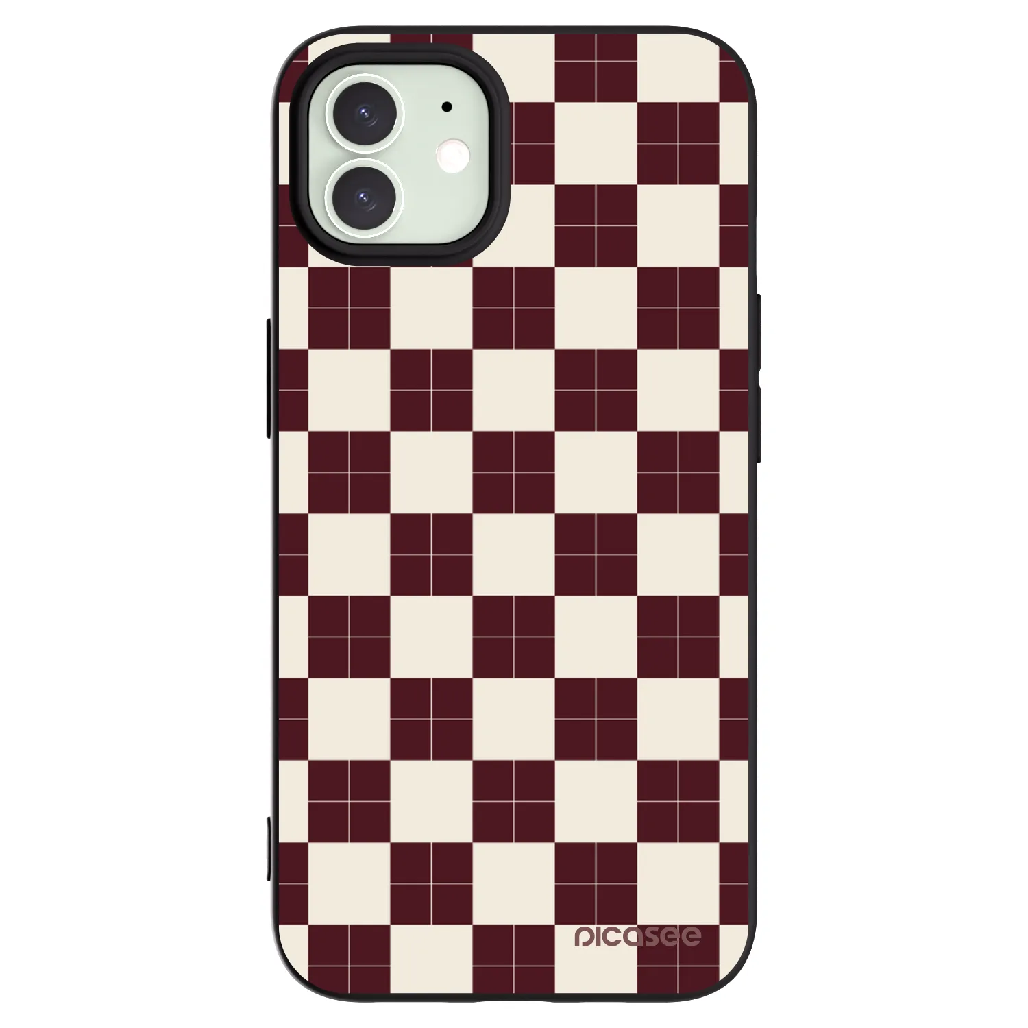 Picasee silikonowe czarne etui na Apple iPhone 12 - Checked Away