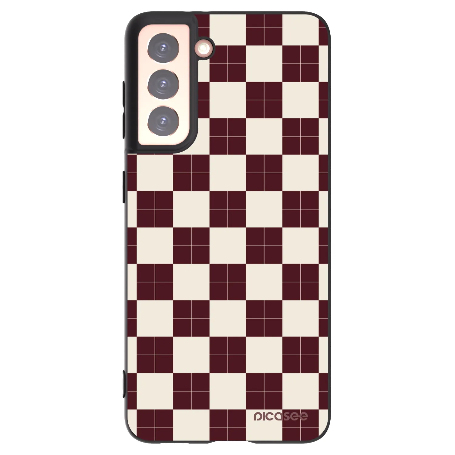 Picasee silikonowe czarne etui na Samsung Galaxy S21 5G G991B - Checked Away