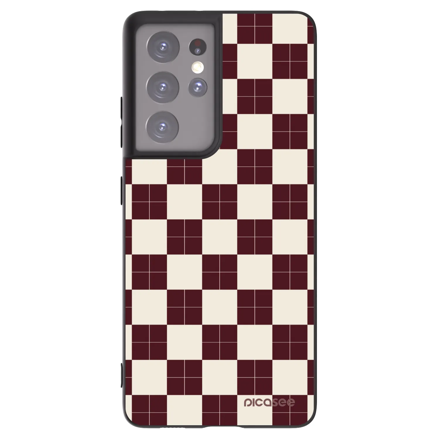 Picasee silikonowe czarne etui na Samsung Galaxy S21 Ultra 5G G998B - Checked Away