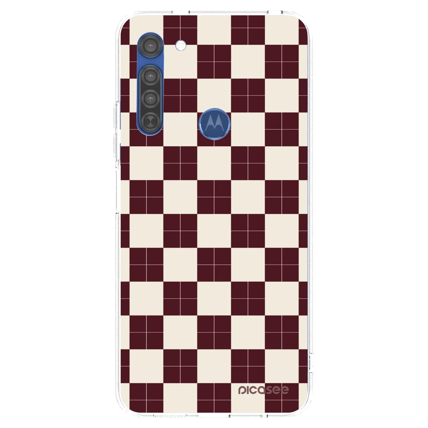 Picasee silikonowe przeźroczyste etui na Motorola Moto G8 - Checked Away