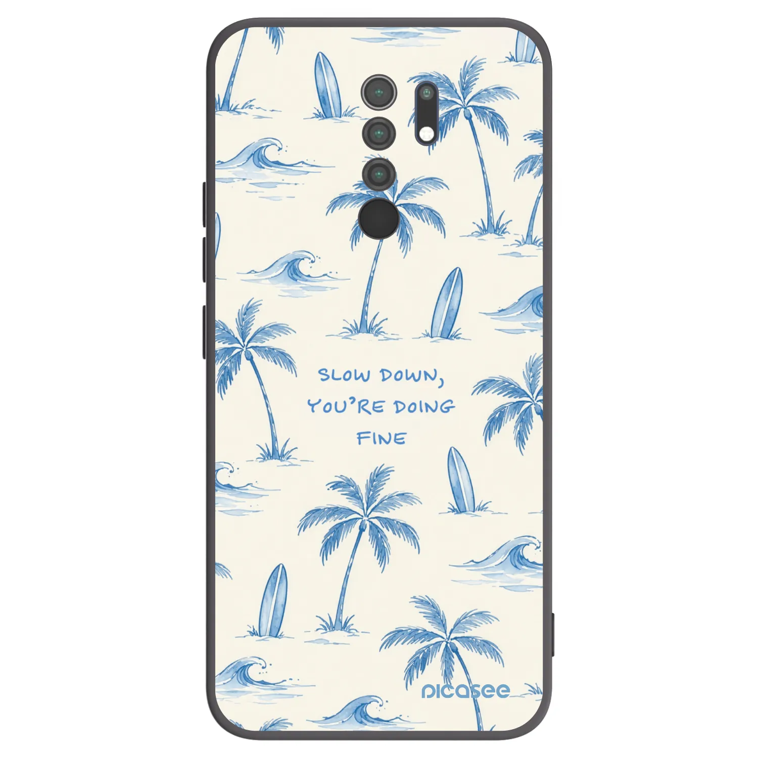 Picasee silikonowe czarne etui na Xiaomi Redmi 9 - Slow Tide