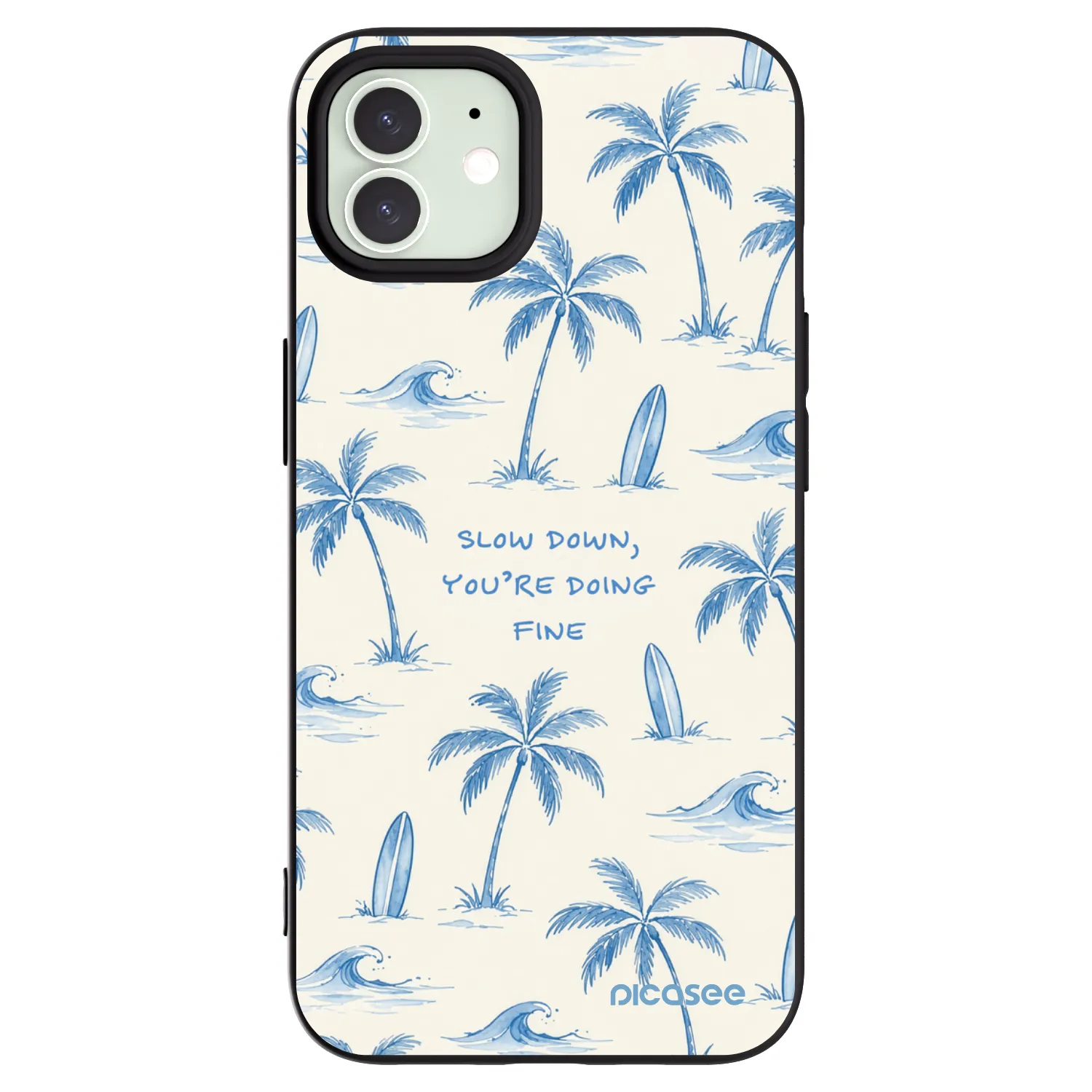 Picasee silikonowe czarne etui na Apple iPhone 12 - Slow Tide