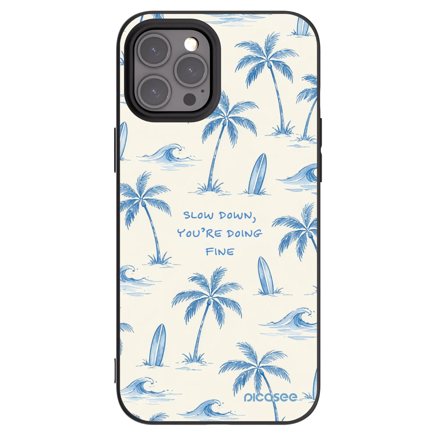 Picasee silikonowe czarne etui na Apple iPhone 12 Pro Max - Slow Tide