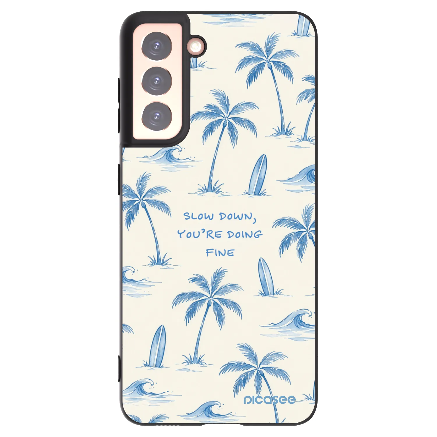 Picasee silikonowe czarne etui na Samsung Galaxy S21 5G G991B - Slow Tide