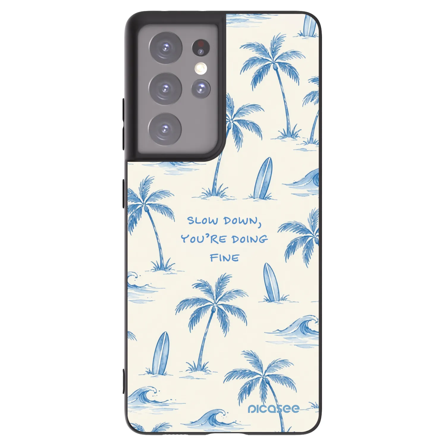 Picasee silikonowe czarne etui na Samsung Galaxy S21 Ultra 5G G998B - Slow Tide