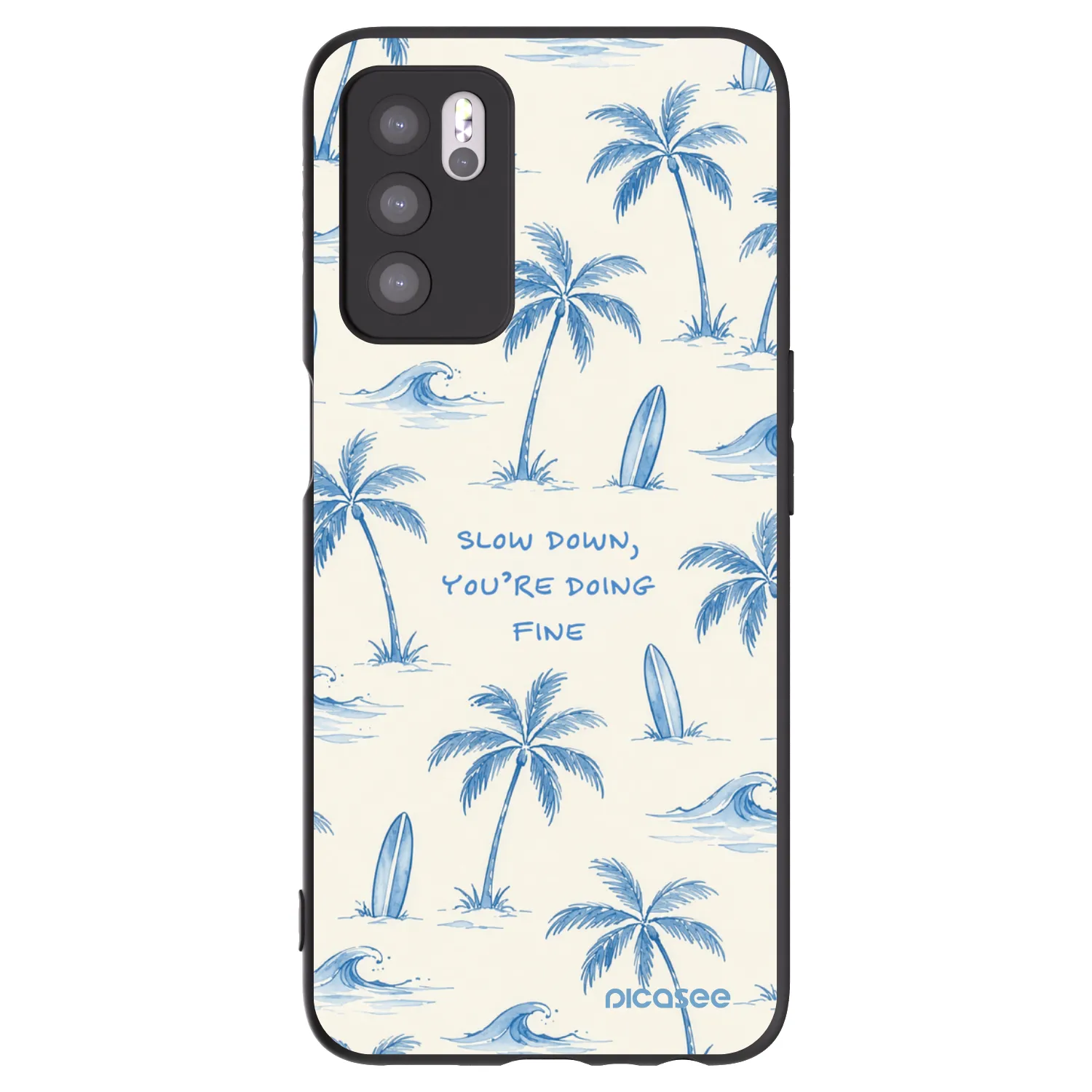 Picasee silikonowe czarne etui na OPPO A16 - Slow Tide