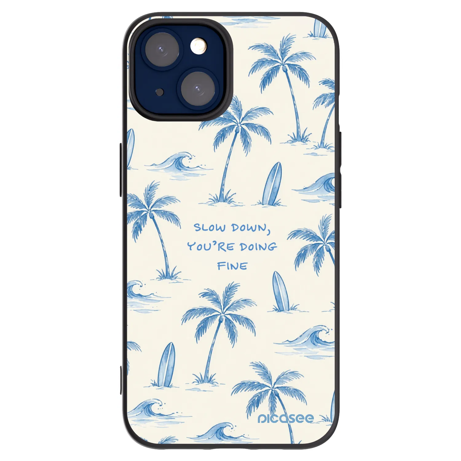 Picasee silikonowe czarne etui na Apple iPhone 14 - Slow Tide