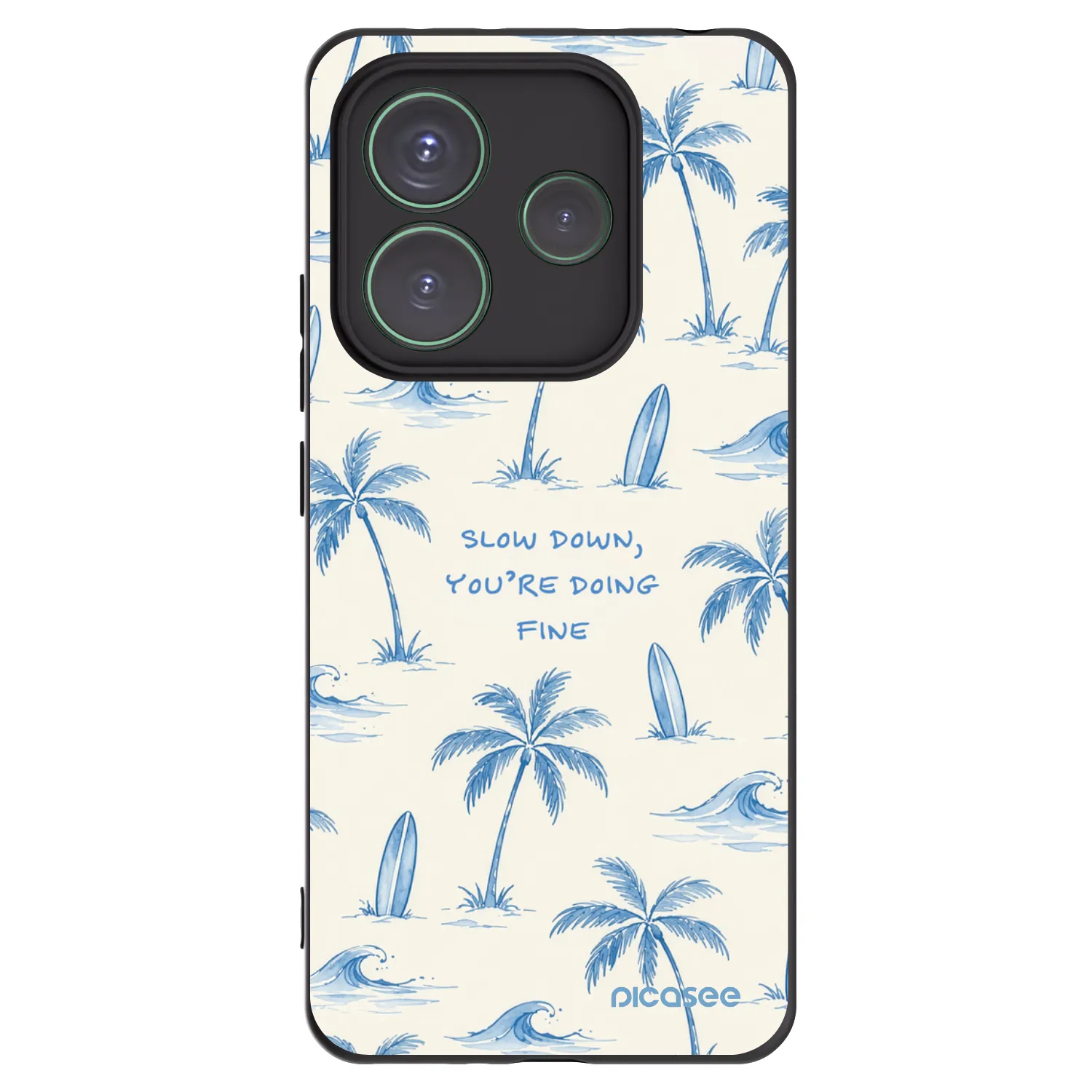 Picasee silikonowe czarne etui na Xiaomi Redmi Note 14 5G - Slow Tide