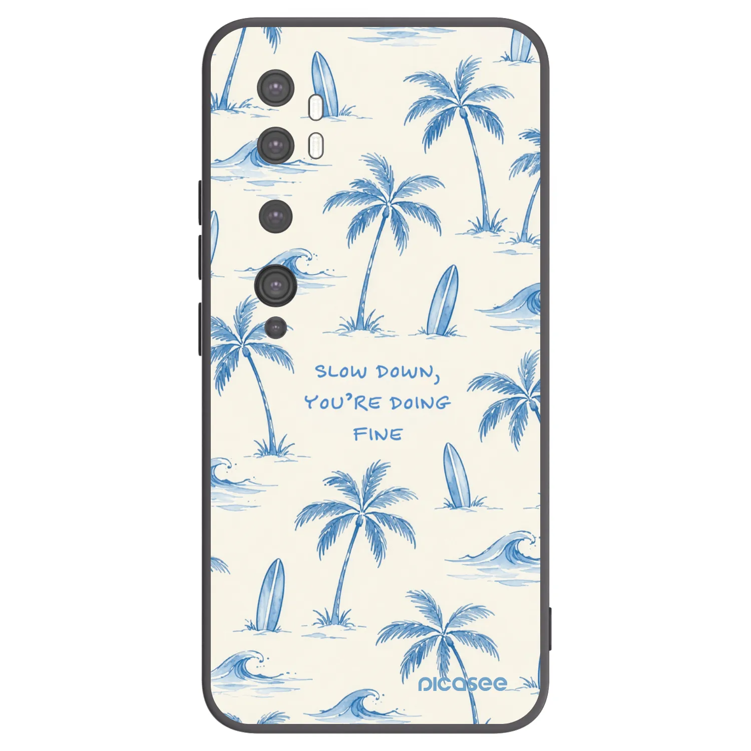 Picasee silikonowe czarne etui na Xiaomi Mi Note 10 (Pro) - Slow Tide