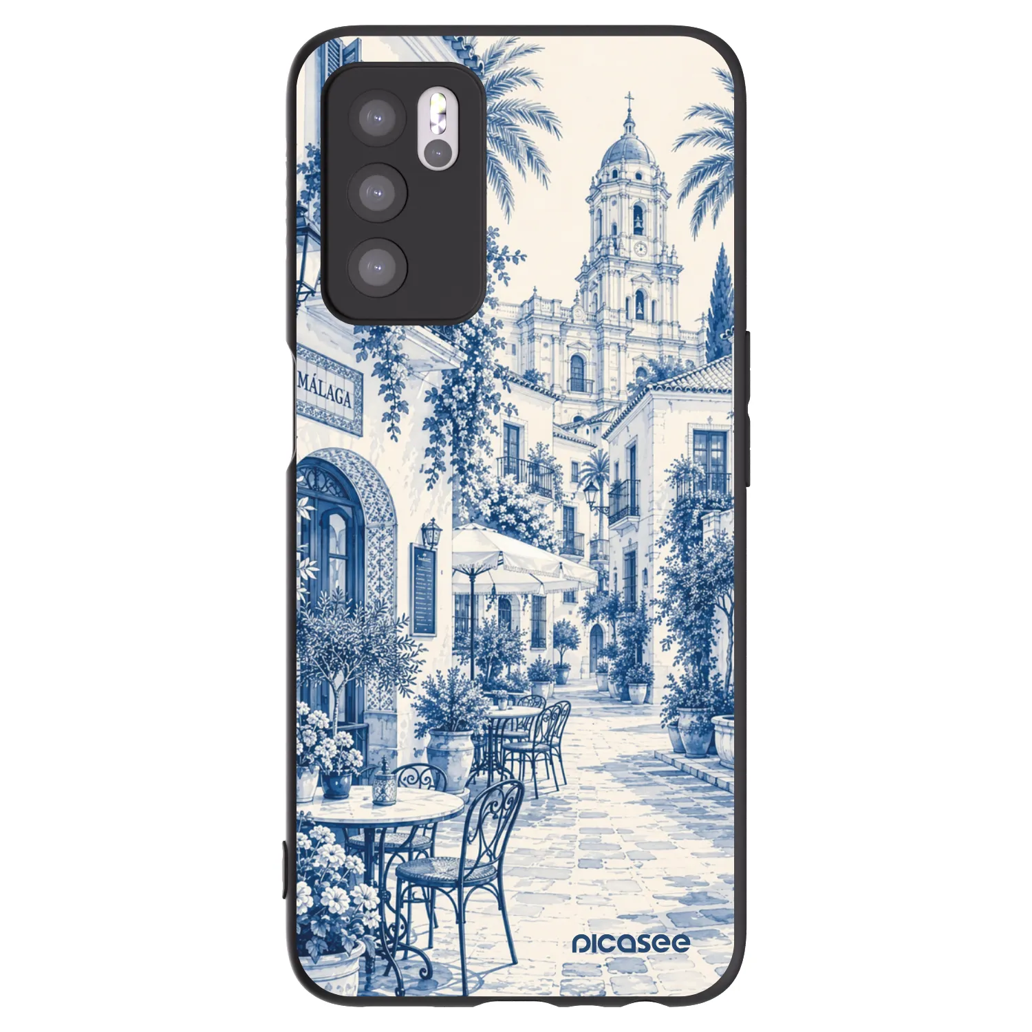 Picasee silikonowe czarne etui na OPPO A16s - Calle Azul